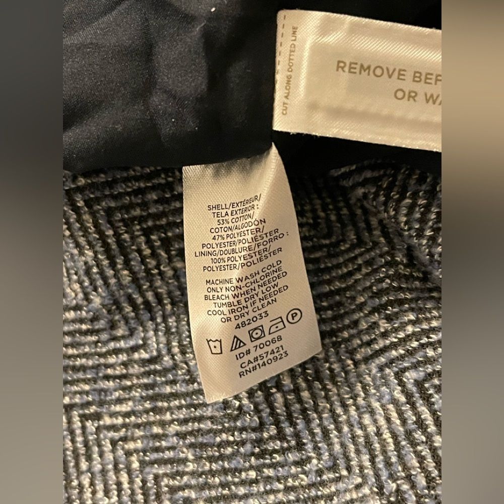 New Loft Plus Ann Taylor Black White Grey Blue Tweed Long Women's Blazer Jacket - Picture 7 of 7